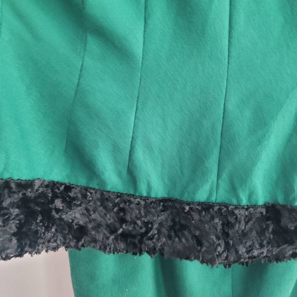 Vintage Emmanuelle Khanh Paris forest‎ green suit with faux fur trim glam - Picture 4 of 16